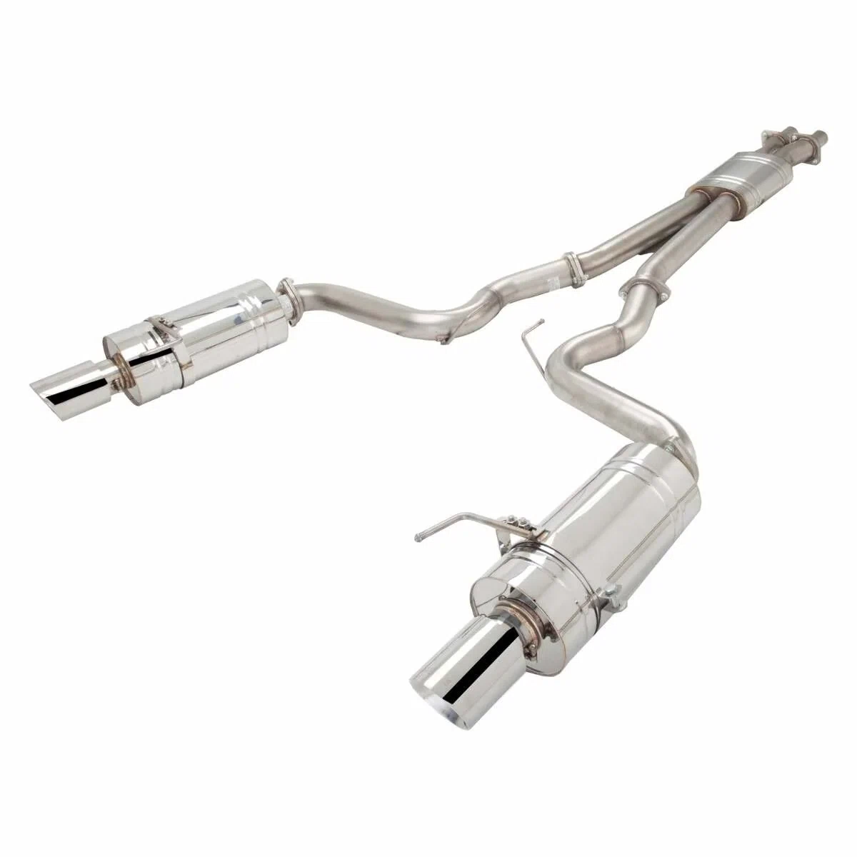 XFORCE Exhaust E2-FM15-CBS - 304 SS Cat-Back Exhaust System w_ Split Rear Exit